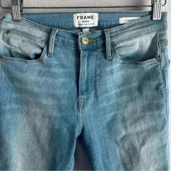 Frame Denim Le High Fray Women's Boho Denim Washed Blue Skinny Jeans Size 26 - Picture 6 of 9